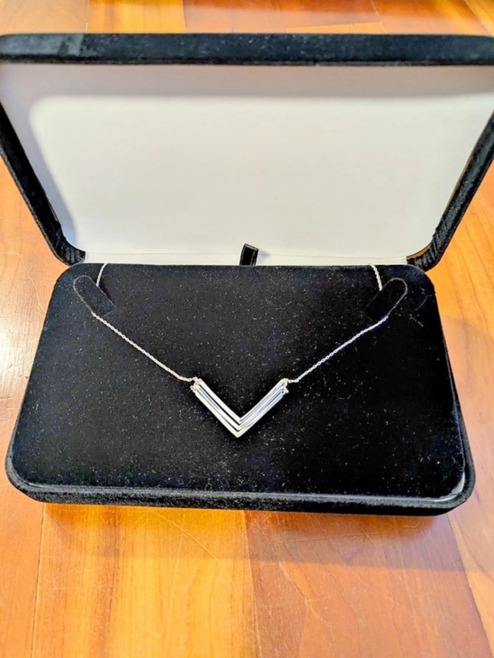 Sterling Silver Chevron Pendant Necklace
